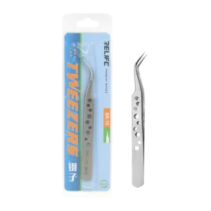 PINZA DE PRECISIÓN CURVA PARA REPARACIÓN GRIS DE ACERO